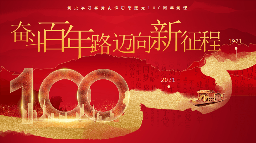 中国共产党成立百年党史学习教育党员党课模板PPT